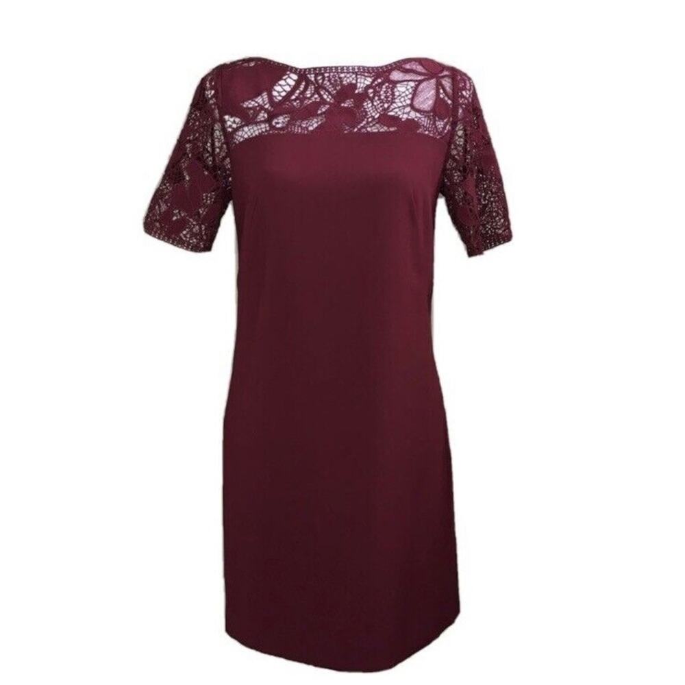 Ann Taylor Wine Burgundy Crochet Top Dress Sz 6